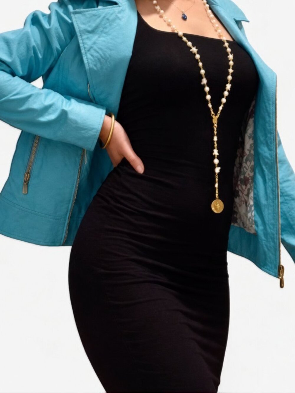 Enjoy Genuine Italian Leather Electric Blue Jacket Small